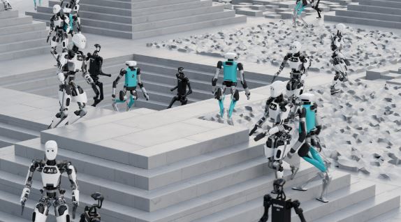 Abstract digital twin city wireframe